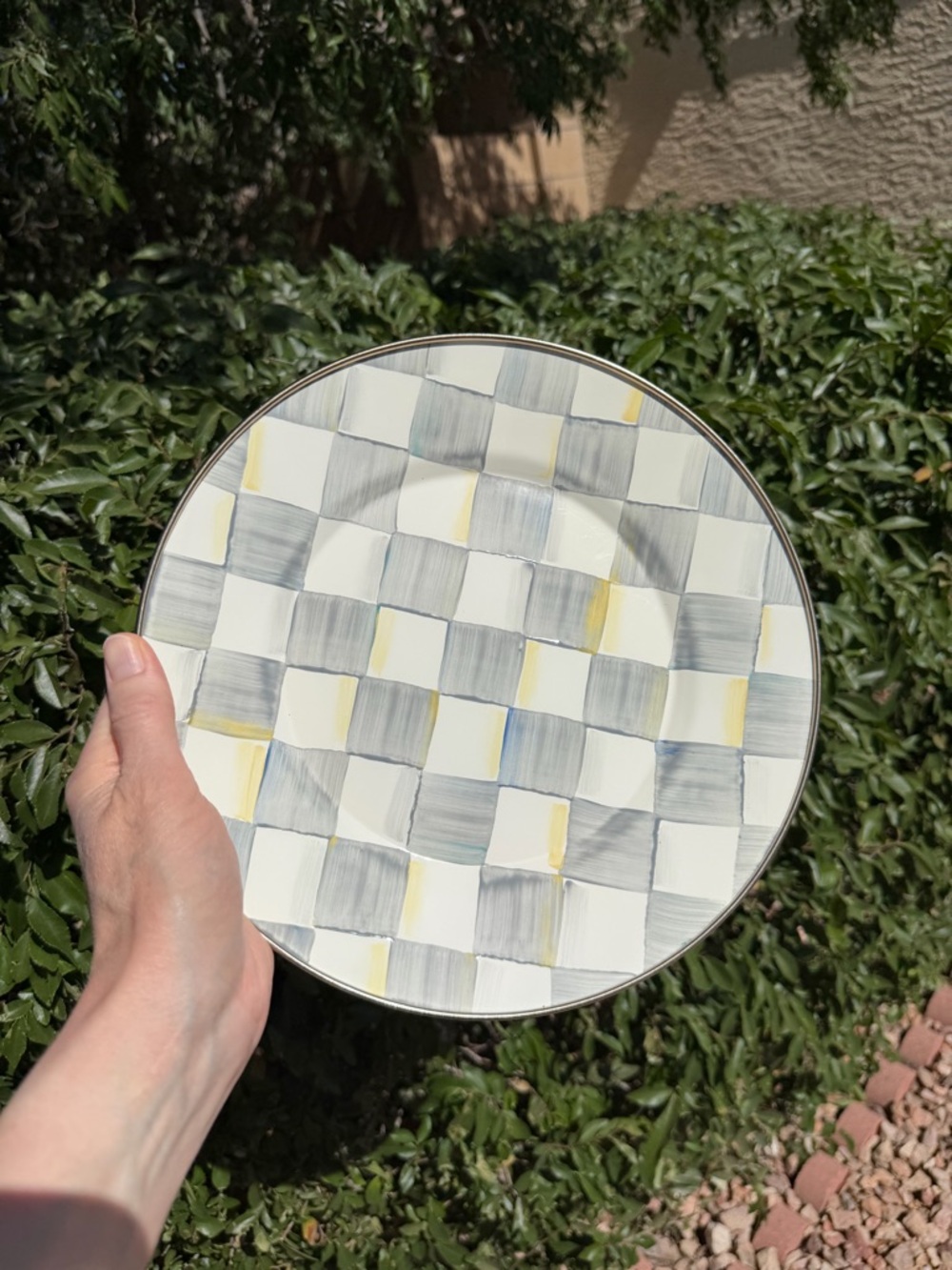 Mackenzie Childs Sterling Check Dinner Plate